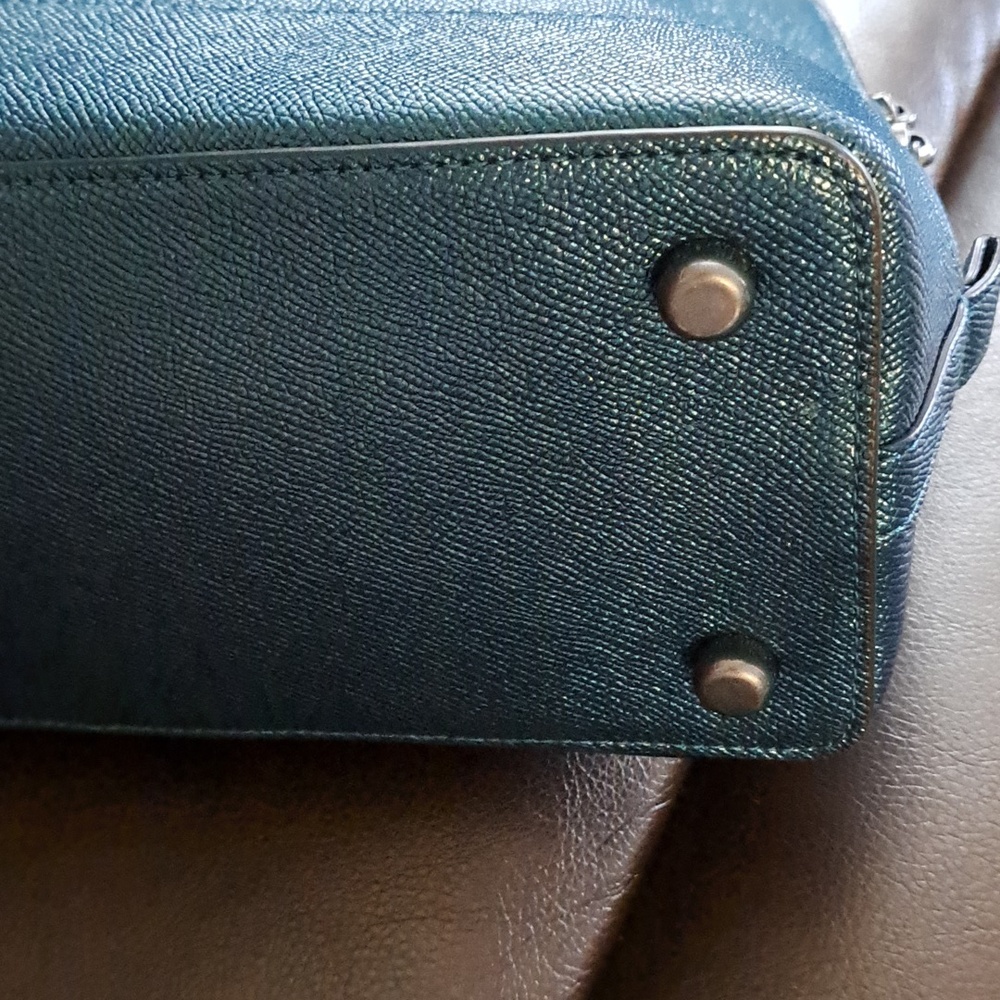 Coach Sierra Satchel in Metallic Dark Teal w/crossbody so Unique And Beautiful - Picture 8 of 13